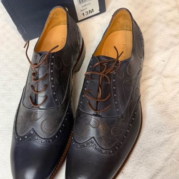 Paul Fredrick Navy Paisley Dress Shoes 13M main image 7